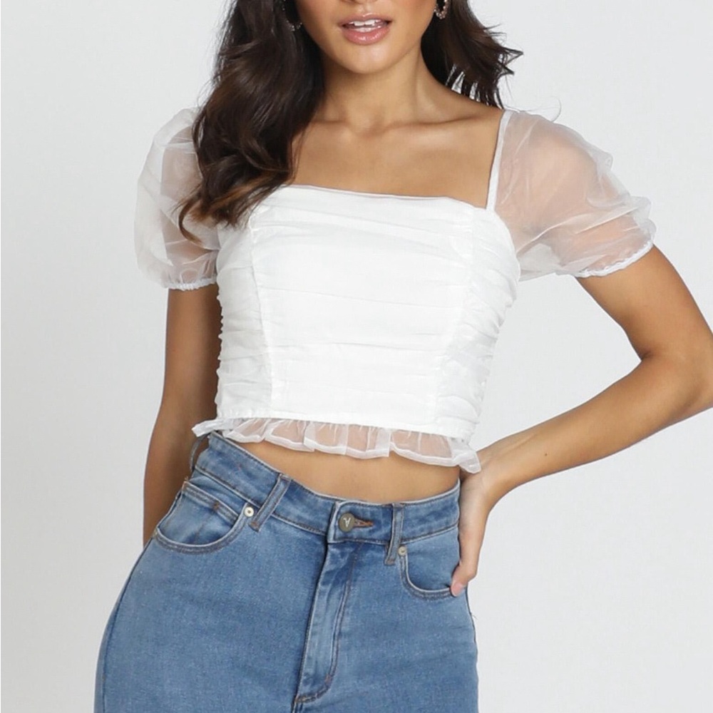 Showpo White Puff Short-sleeve Top - Showpo Misty Top In White - Size 6